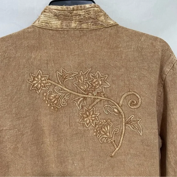 Flashback Women's Embroidered Brown Jean Jacket - Picture 9 of 13